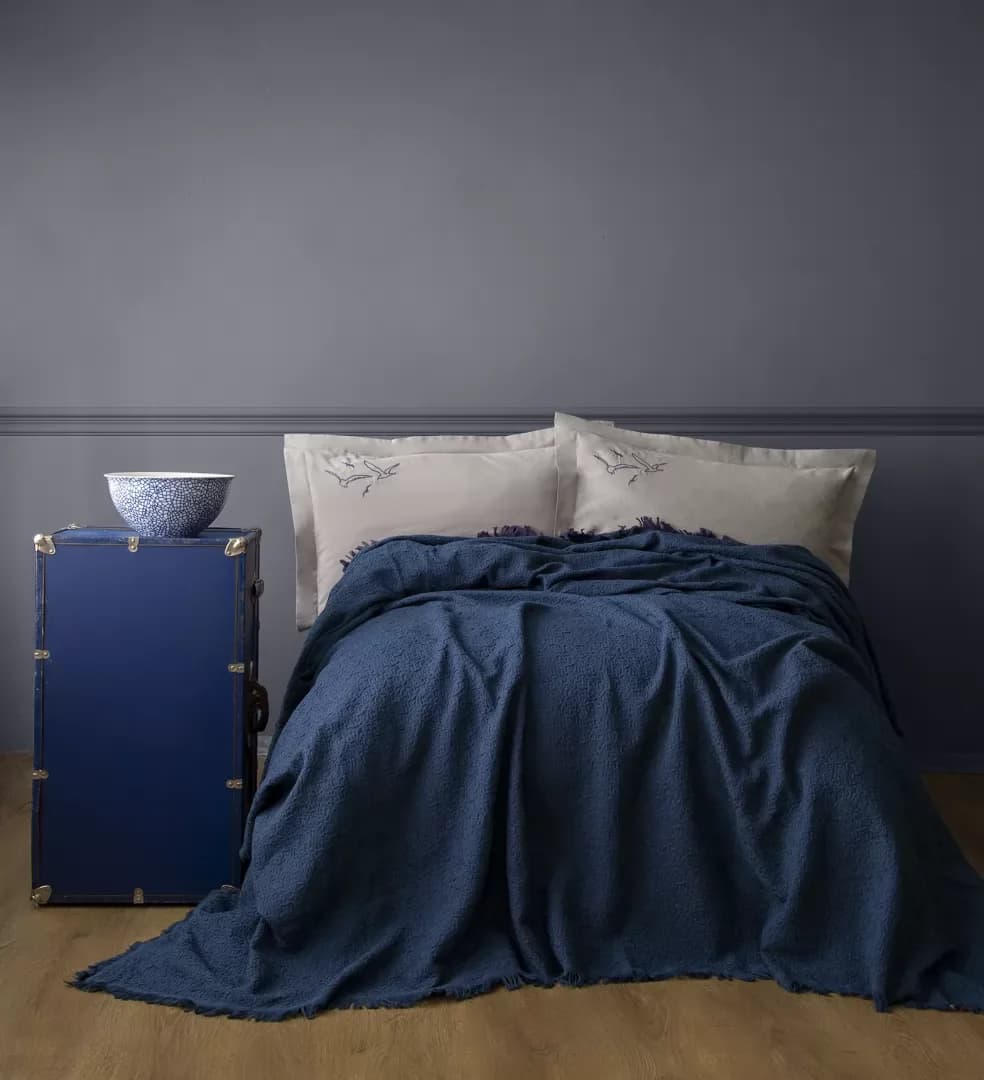 Постільний сет Lude Crownblue (піке) — чиста бавовна