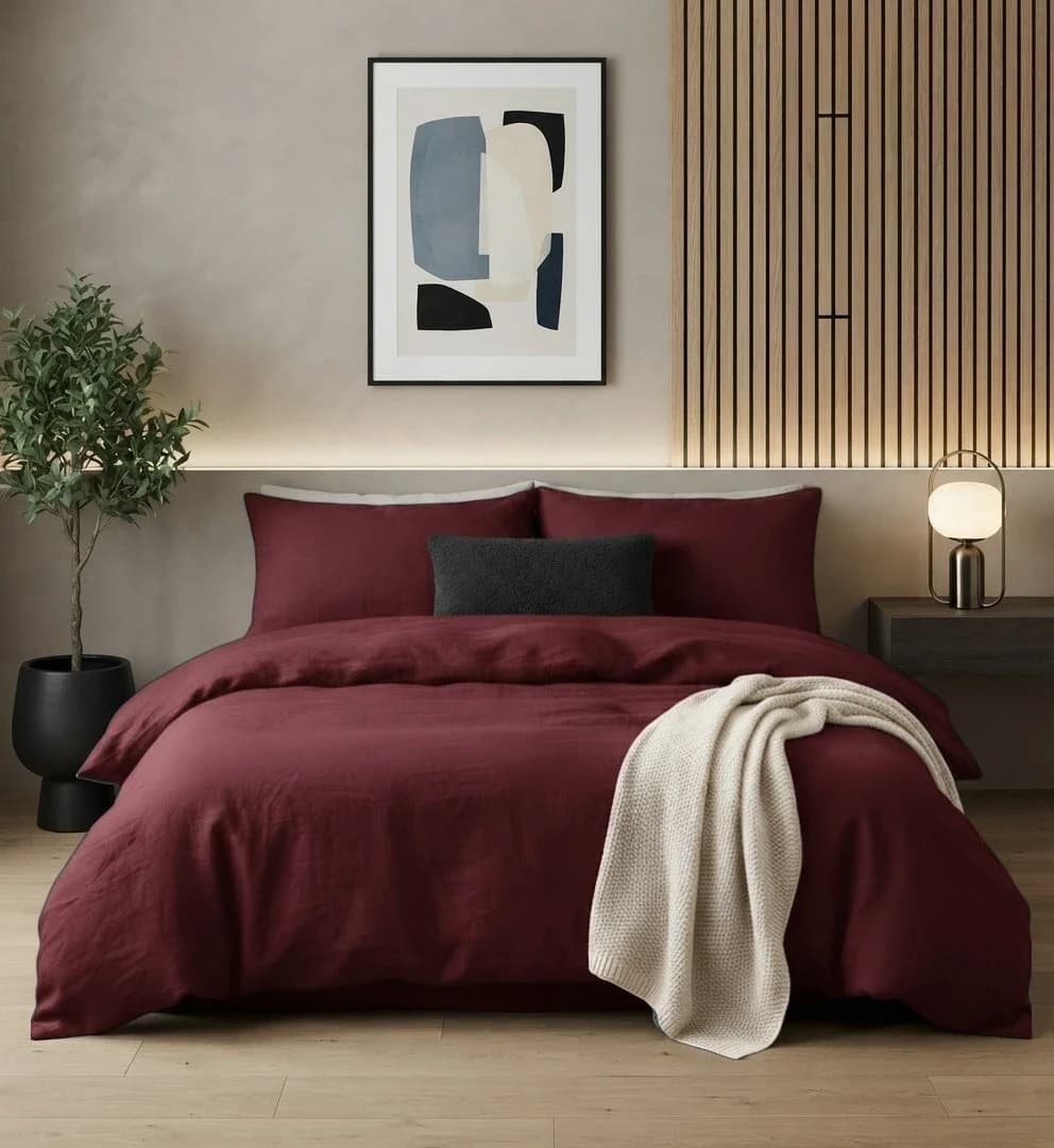 Постільна білизна Majoli stonewashed bordo