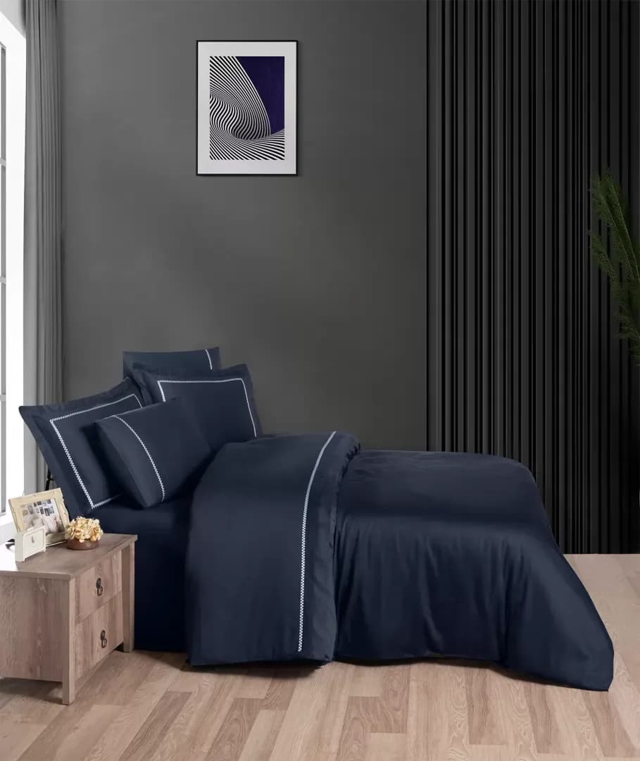 Постільна білизна vip сатин Pierre Navy Blue
