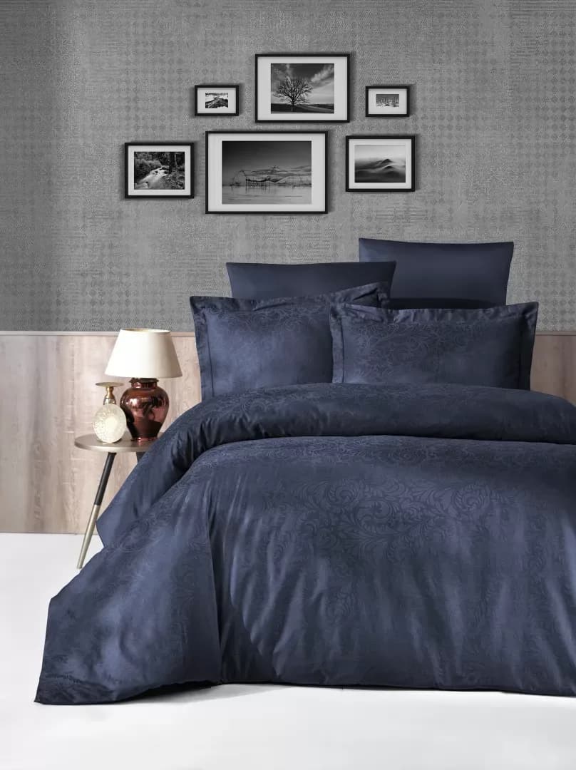 Постільна білизна жаккард Tecna Navy Blue
