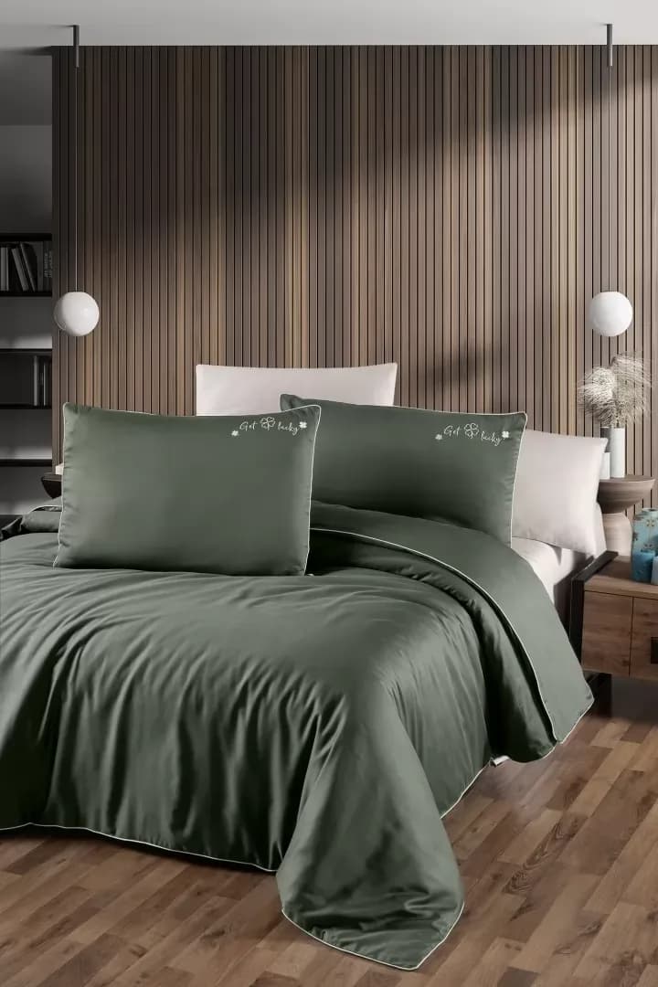 Постільна білизна Delux сатин Timeless Dark Green