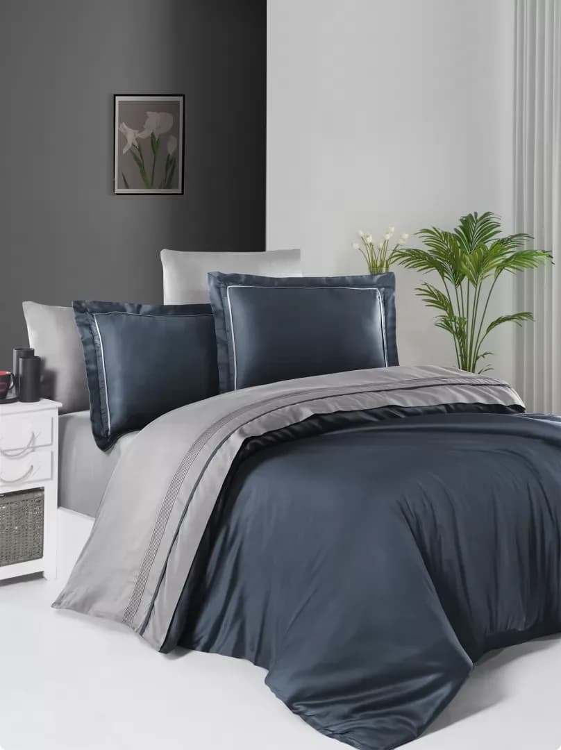 Постільна білизна Delux сатин Serenity Denim & Grey