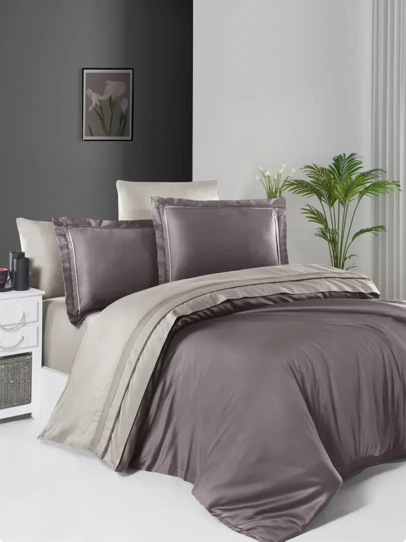 Постільна білизна сатин Serenity Lilac & Beige